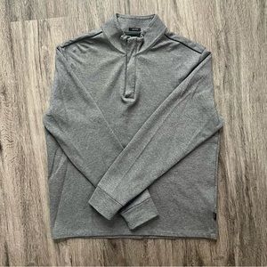 MENS HUGO BOSS QUARTER ZIP GREY COTTON SWEATER SIZE XXL